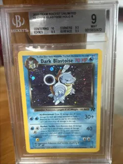 Pokemon 2000 Team Rocket #3 DARK BLASTOISE Holo Beckett 9 Mint 3/82 Swirl - Image 2