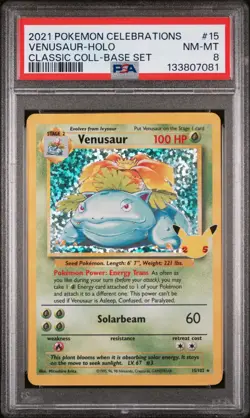 Venusaur Holo 15 Celebrations Classic Collection Pokemon PSA 8 - Image 1