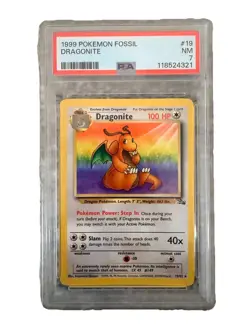 Pokemon TCG Fossil Dragonite 19/62 Rare Regular Unlimited PSA 7 (Near Mint) - Image 1
