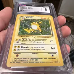 1999 POKEMON BASE SET #14 RAICHU-HOLO CGC 8 NM-M - Image 2