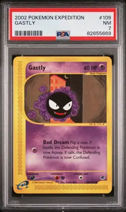 PSA 7 Gastly 109/165 Non - Holo Expedition 2002 Pokemon NEAR MINT Pop 17 - Image 1