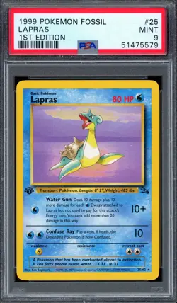 PSA 9 Pokemon 1999 1st Edition Fossil Lapras Rare #25 - Image 1