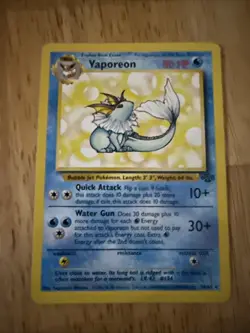 Vaporeon 28/64 Jungle Non Holo Rare Pokemon TCG WOTC 1999 Vintage LP * - Image 1