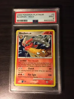 Pokemon PSA 9 MINT Blaziken 3/127 Platinum Holo Rare 2009 - Image 1