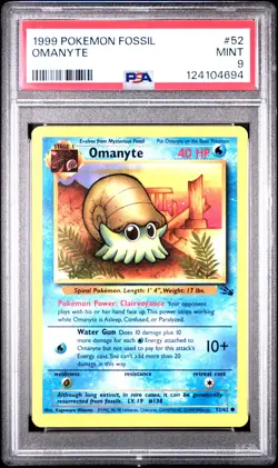 1999 POKEMON FOSSIL #52 OMANYTE PSA 9 - Image 1