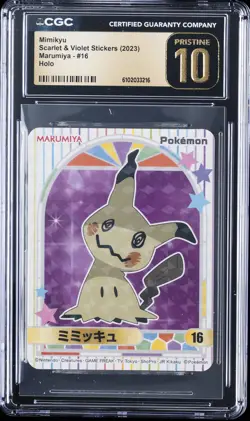2023 POKEMON SCARLET & VIOLET STICKERS MARUMIYA HOLO #16 MIMIKYU CGC 10 PERFECT - Image 1