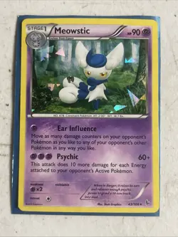 Pokemon TCG Meowstic 43/106 XY Flashfire Cracked Ice Holo Rare Card - Image 1