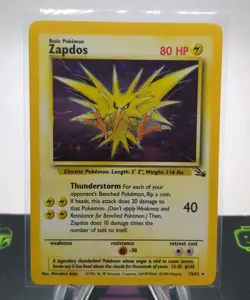 Pokemon Fossil Zapdos Holo 15/62 LP VINTAGE POKEMON CARD - Image 1