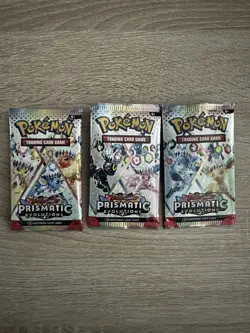 Pokemon Cards Prismatic Evolutions EMPTY artwork packs X3 With Bonus Gift - Image 1