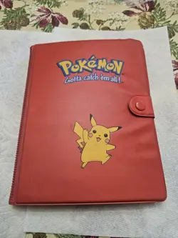 RARE Vintage Red Pokemon Gotta Catch 'Em All Binder Pikachu With Cards Used - Image 1