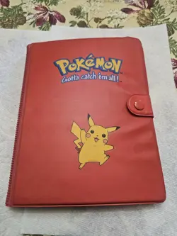 RARE Vintage Red Pokemon Gotta Catch 'Em All Binder Pikachu With Cards Used - Image 2