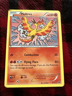 Moltres 9/124 XY Fates Collide Non-Holo Rare Pokemon Card 2015 MP - Image 1