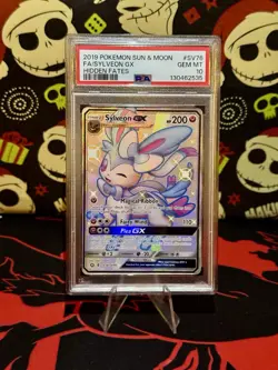 2019 POKEMON SUN & MOON HIDDEN FATES #SV76 FULL ART/SYLVEON GX PSA 10 - Image 2