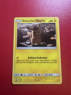 POKEMON Detective Pikachu - Detective Pikachu SM194 Holo Black Star Promo NM - Image 1