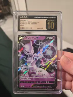 Pokemon Go Mewtwo v Holo 2022 CGC 10 Pristine, #030/071, Japanese Edition - Image 1