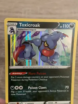 SHIPS SAME DAY Pokemon Card Toxicroak 124/202 Holo Stage 1 Dark Type Rare 2020 - Image 3