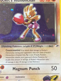 Rocket's Hitmonchan 11/132 Swirl Gym Heroes 2000 Holo Rare WOTC Pokemon Card TCG - Image 2