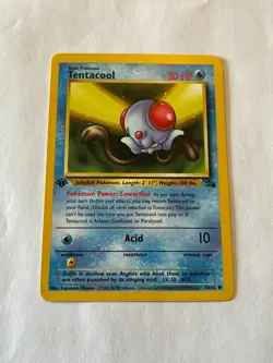 Tentacool 1st Edition 56/62 Fossil Common Pokemon Vintage Card WOTC LP 1999 - Image 1