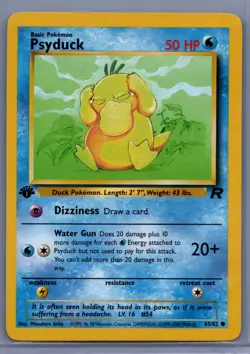 1st Edition Team Rocket Psyduck 65/82 Pokemon Card Vintage WOTC LP - Image 1