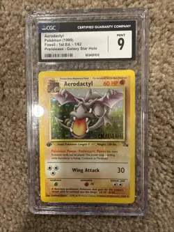1999 1st Edition Fossil Aerodactyl Holo. CGC Grade 9 - English Pokemon TCG - Image 1