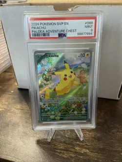 Pokemon TCG Pikachu Paldea Adventure Chest PSA9 - Image 1