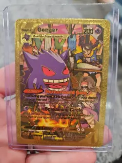 Gengar Gold Foil Fan Art Vinyl Textured Collector Pokemon Card - Image 1