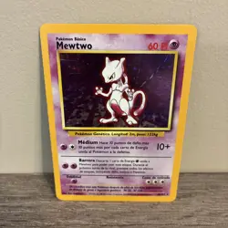 Pokemon TCG Base Set MEWTWO 10/102 Unlimited Holo Rare Card Vintage WOTC 1999 LP - Image 1