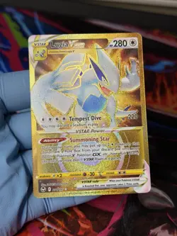 Pokemon TCG SWSH Silver Tempest Lugia VSTAR Card 211/195 Gold Secret Rare NM/M - Image 1