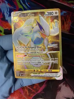 Pokemon TCG SWSH Silver Tempest Lugia VSTAR Card 211/195 Gold Secret Rare NM/M - Image 2
