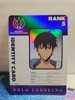 Solo Leveling Sung Jinwoo SL1E-PM04 Identity Card Rank S Mapniverse NM Authentic - Image 1