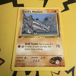 Brock's Rhyhorn 70/132 - 1ST EDITION - Gym Heroes - Pokemon Card - Image 1