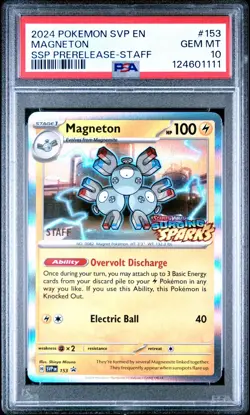 PSA 10 Magneton #153 (STAFF Prerelease Promo) Surging Sparks Pokemon POP 61 - Image 1