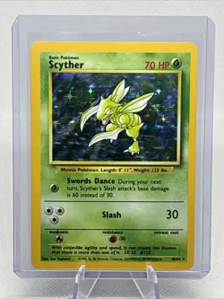 Pokemon TCG Scyther Jungle 10/64 No Set Symbol Holo Rare 1999 LP - Image 1