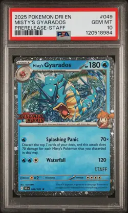 Pokemon PSA 10 Misty's Gyarados 049/182 Destined Rivals STAFF Prerelease Promo - Image 1