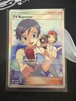POKEMON TCG - TV REPORTER 167/168 CELESTIAL STORM FULL ART TRAINER NM TCG - Image 1