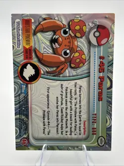 1999 TOPPS POKEMON TV 46 PARAS - Image 2