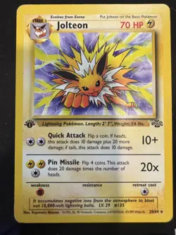 Pokemon TCG First Edition Jolteon Jungle 20/64 Non-Holo Rare First Edition MP - Image 1