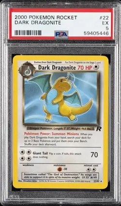 2000 POKEMON ROCKET #22 DARK DRAGONITE PSA 5 - Image 1