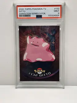 2000 TOPPS POKEMON TV DITTO #132 ANIMATION SERIES 3-FOIL MINT PSA 9 - Image 1