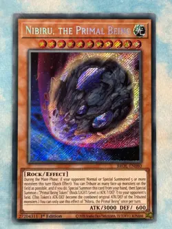 YUGIOH NIBIRU THE PRIMAL BEING SECRET RARE 1ST NM BROL-EN080 - Image 1