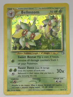 Pokemon TCG 2000 Neo Genesis Holo Rare Card Bellossom 3/111 LP - Image 1