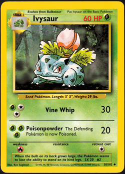 Ivysaur 30/102 Base Set 1999 Pokemon TCG Card NM - Image 1