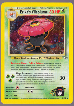 Erika's Vileplume 5/132 Gym Challenge SWIRL Holo Pokemon TCG Card WOTC 2000 MP - Image 1