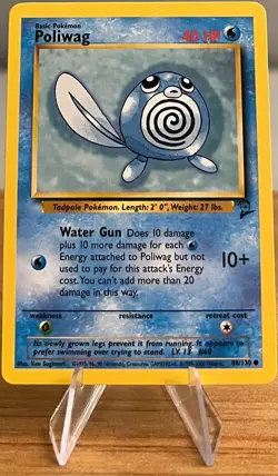 Poliwag #60 Non-Holographic Pokemon Card Lightly Played - 88/130 Base Set 2 - Image 3
