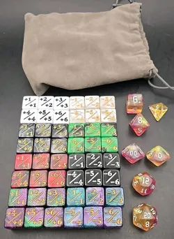 MTG Dice Counters Plus/Minus (48 Dice) Plus (7 D&D Dice With Bag) Excellent - Image 1