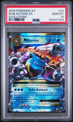 2016 POKEMON XY EVOLUTIONS #22 M BLASTOISE EX PSA 10 - Image 1