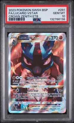 2023 POKEMON SWSH BLACK STAR PROMO #291 FULL ART/LUCARIO VSTAR PSA 10 - Image 1