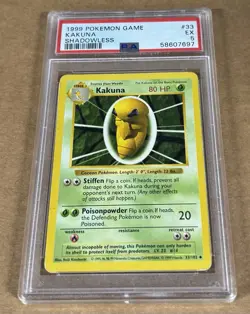 Pokemon Kakuna 33/102 Base Set Shadowless PSA 5 - Image 1