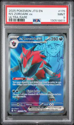 2025 POKEMON JTG EN-JOURNEY TOGETHER ULTRA RARE #175 N'S ZOROARK EX PSA 9 - Image 1