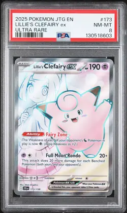 2025 POKEMON JTG EN-JOURNEY TOGETHER ULTRA RARE #173 LILLIE'S CLEFAIRY EX PSA 8 - Image 1